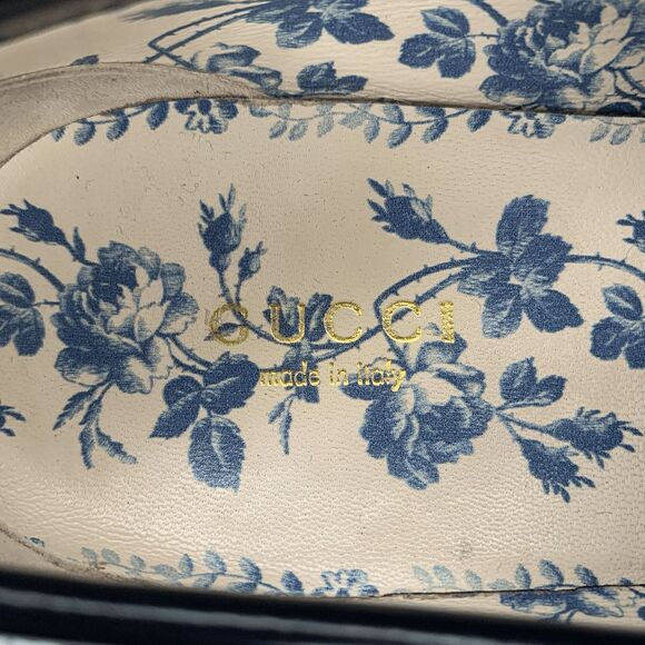 Gucci Black Leather Lug Sole Horsebit Loafers EU 36 Gold Horsebit Bee Embroidery - Picture 13 of 13